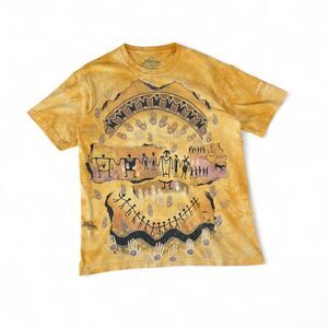Golden petroglyph tie-dye The Mountain graphic tee
